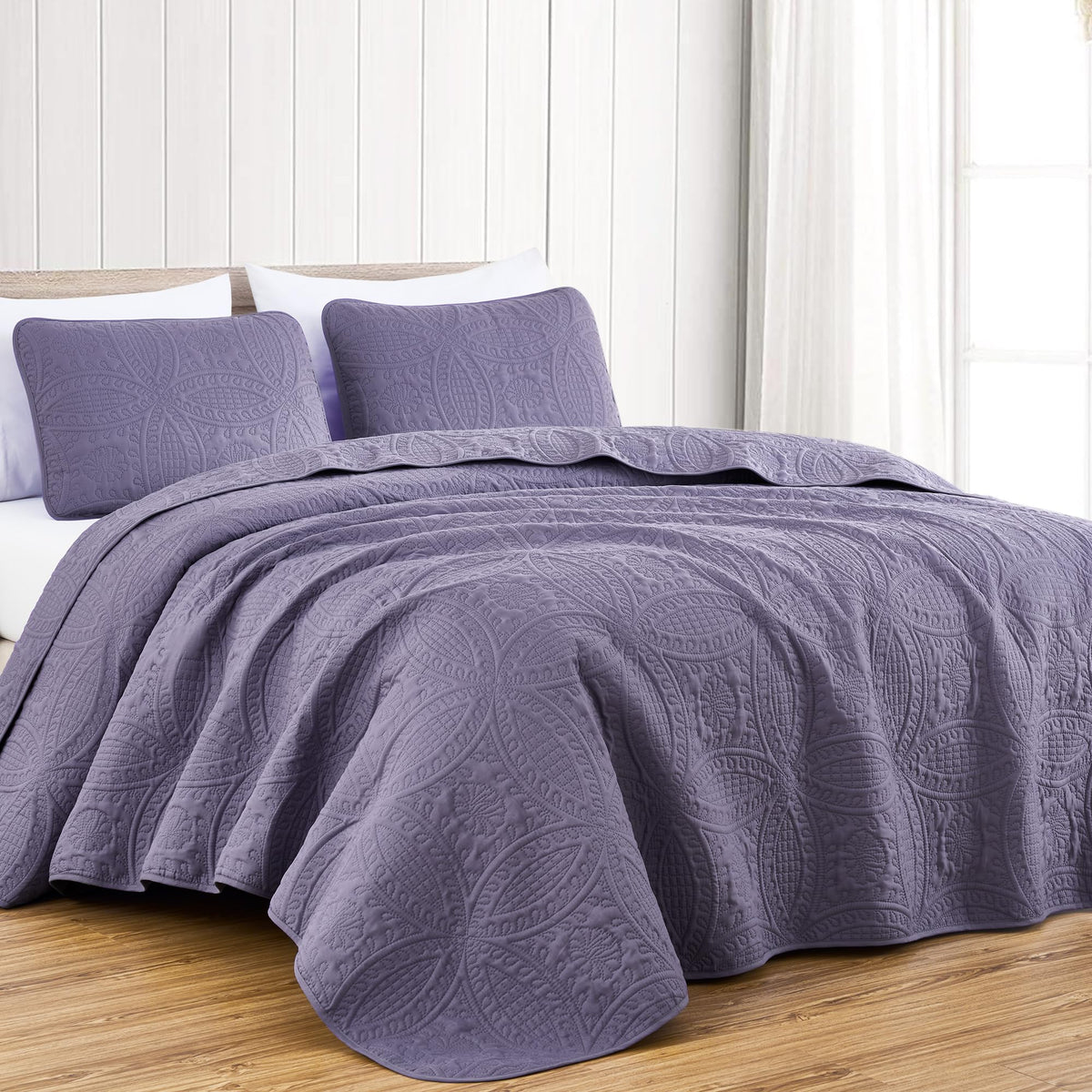 Chezmoi Collection Austin 3-piece Oversized Bedspread Coverlet Set (Queen, Teal)