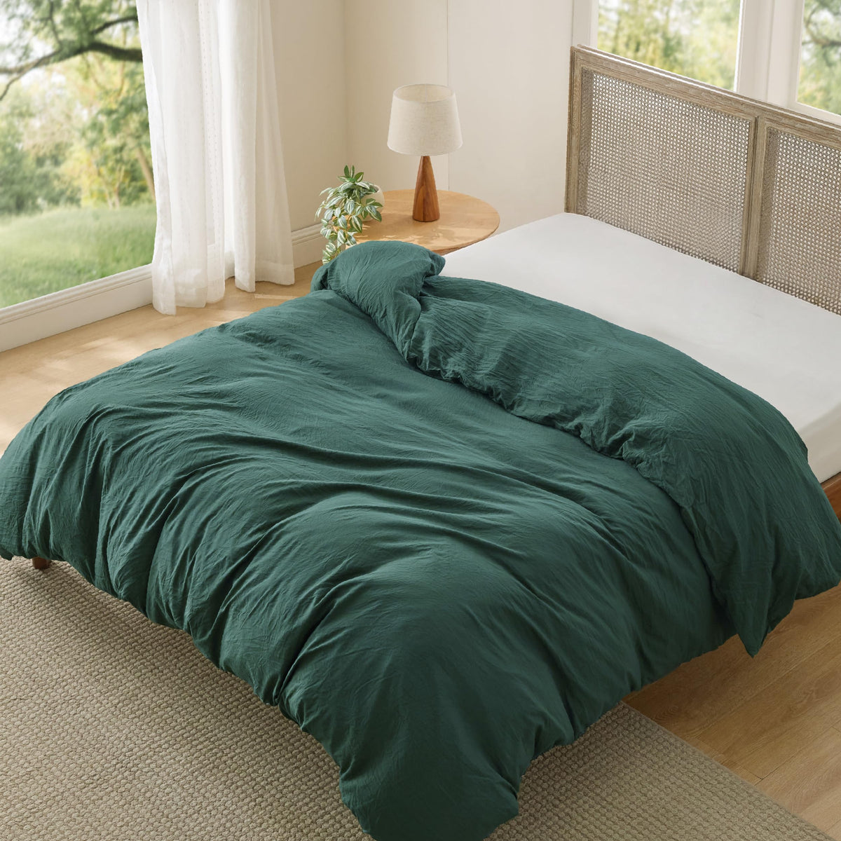 Bedsure Prewashed Duvet Cover Full, Cotton-Like Soft Bedding Set, White