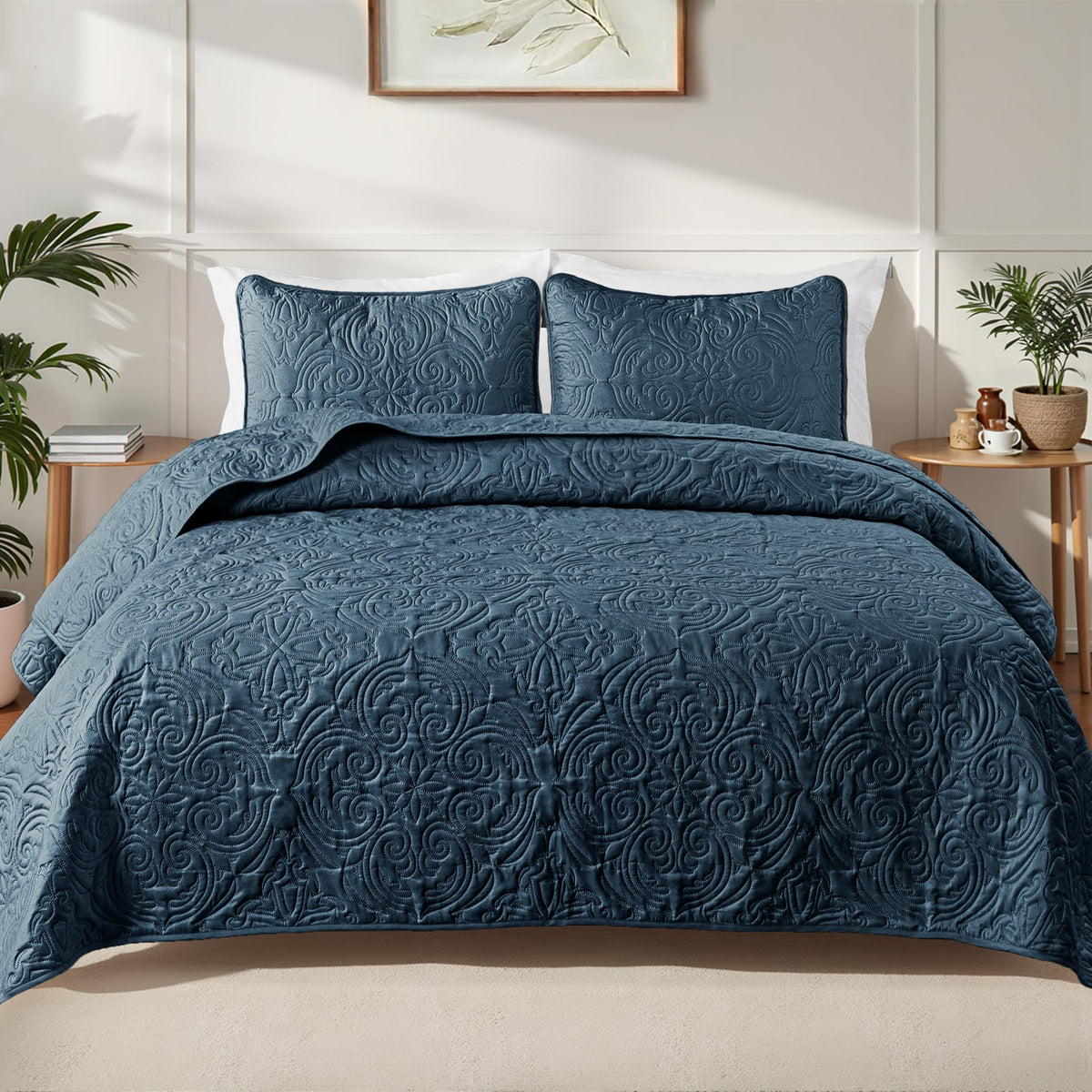 Exclusivo Mezcla 3 Piece Quilts Queen Size Bedding Set, Blush Pink