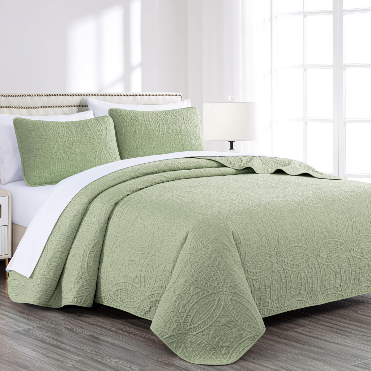 Chezmoi Collection Austin 3-piece Oversized Bedspread Coverlet Set (Queen, Teal)