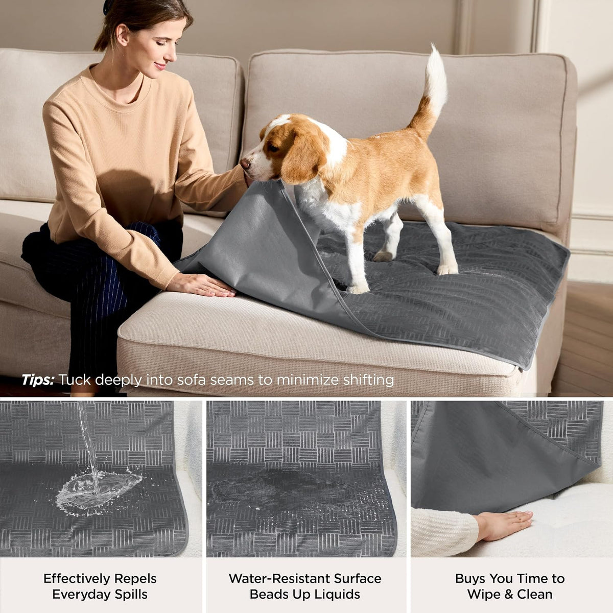 Bedsure Waterproof Bed Cover for Bed and Dogs Quick Drying, 82x102IN