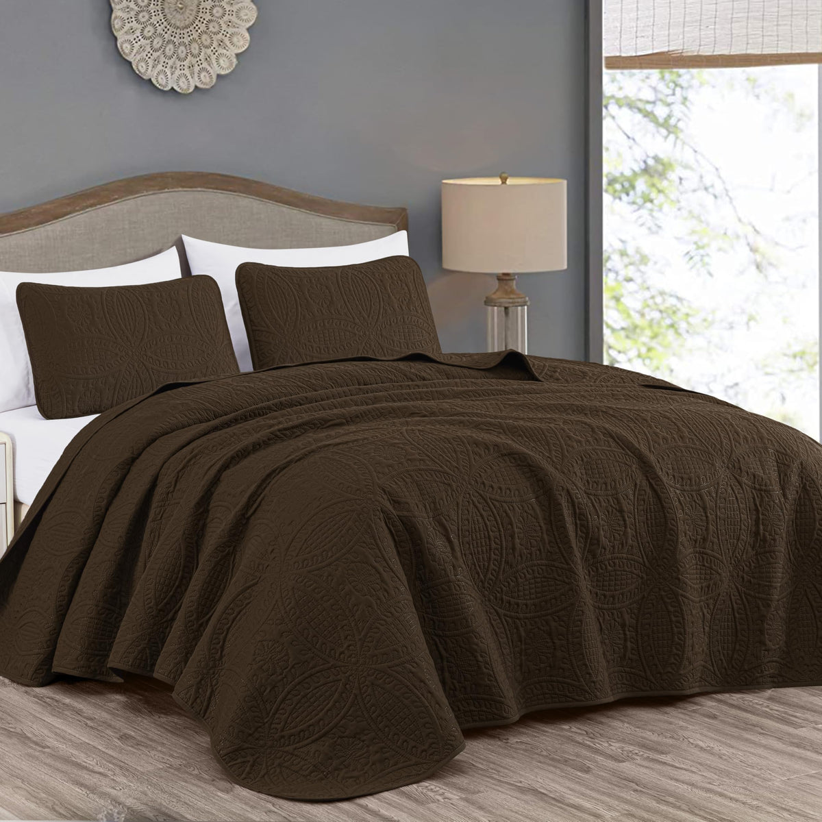 Chezmoi Collection Austin 3-piece Oversized Bedspread Coverlet Set (Queen, Teal)