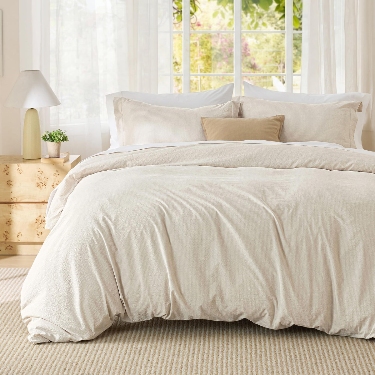 Bedsure Prewashed Duvet Cover Full, Cotton-Like Soft Bedding Set, White