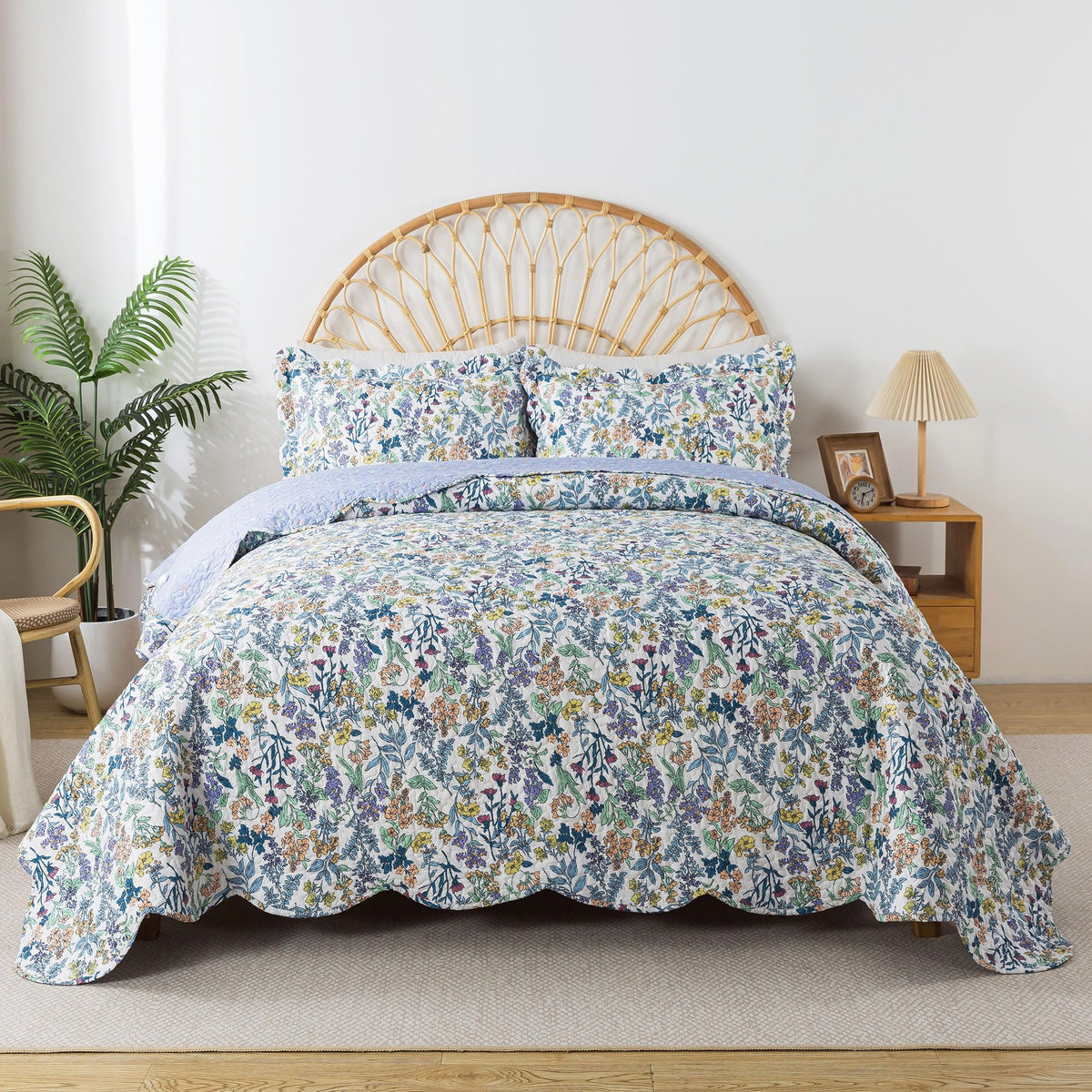 HoneiLife Oversized King Bedspreads 120x120 - Beach Quilt 3 Pieces, Coastal Quilt Sets, California King Quilt, Nautical Bedspreads Ocean Coverlets, Lightweight Bed Cover, Summer Quilts