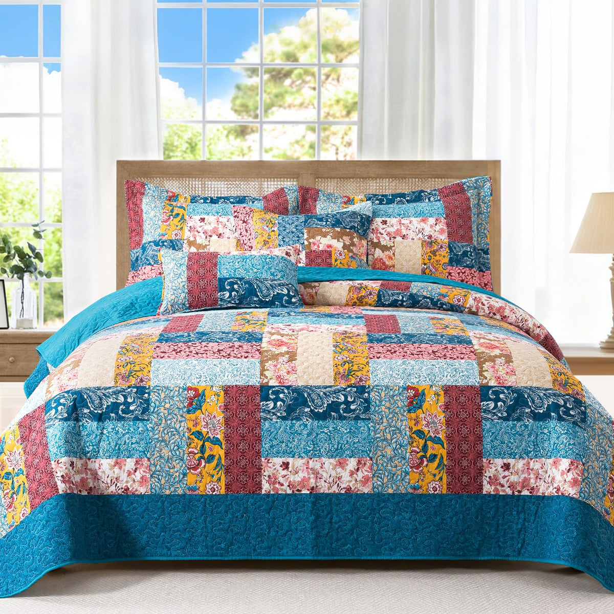 BEDIFANY 100% Cotton Cover Quilts King Size for Farmhouse- Fall Bedspread