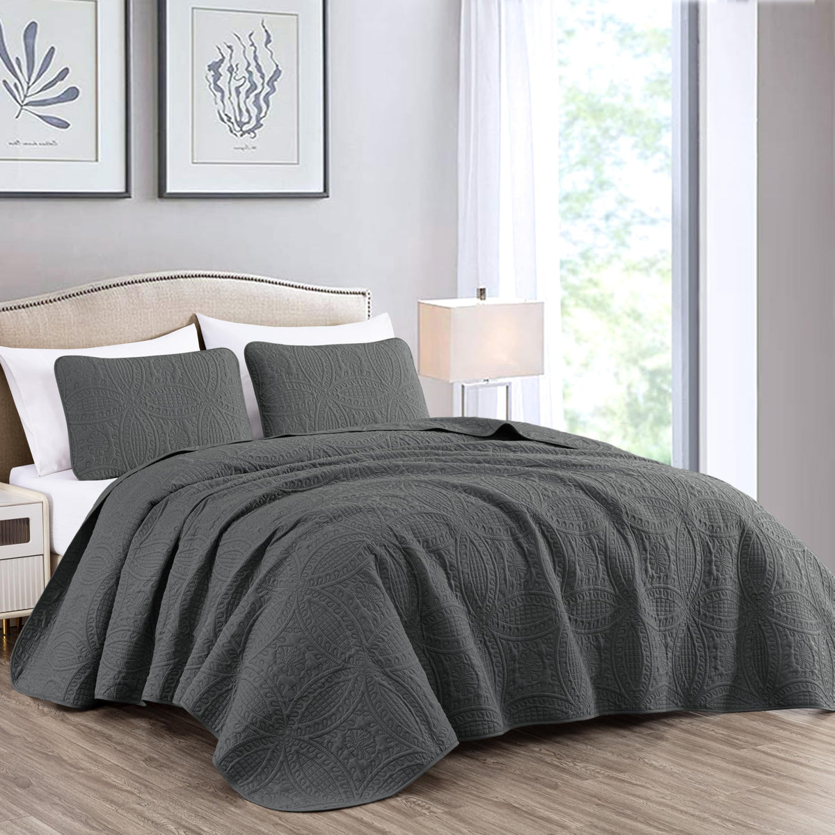 Chezmoi Collection Austin 3-piece Oversized Bedspread Coverlet Set (Queen, Teal)