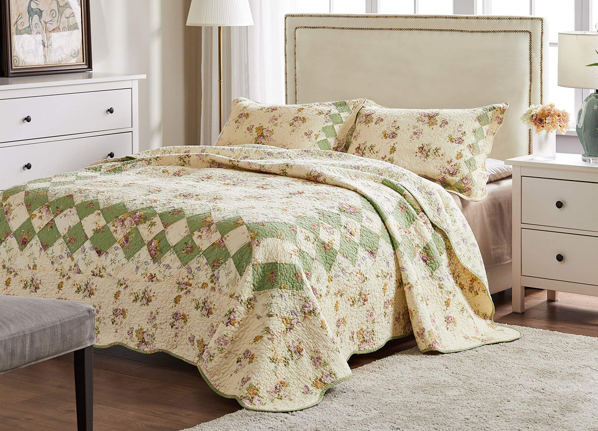 Greenland Home 100% Cotton Fashion Quilt Collection, Prewashed, Reversible Quilt Set, 2-Piece Twin/XL, Katy