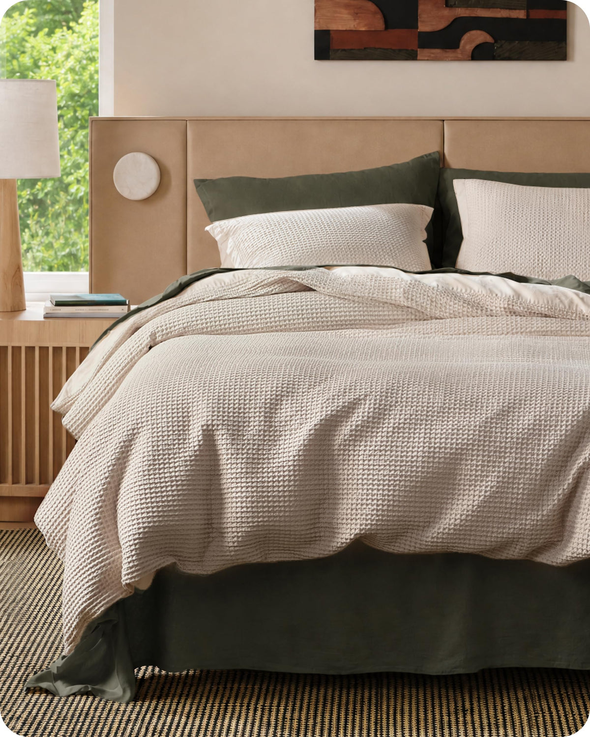 Bedsure PureWoven 3 Pieces 100% Cotton Waffle Weave Duvet Cover Set, Queen