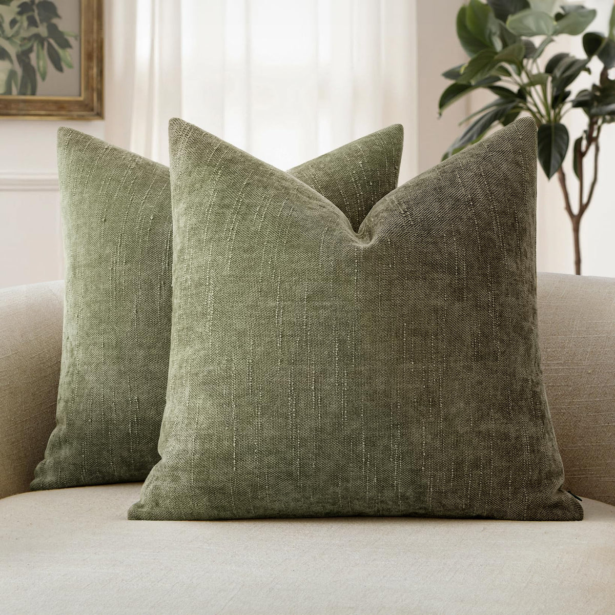 MIULEE 26x26 Inch Euro Textured Chenille Pillow Covers Chocolate Brown