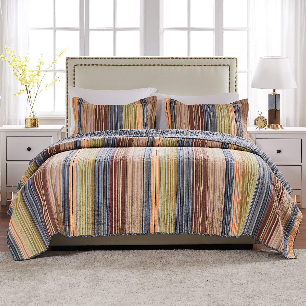 Greenland Home 100% Cotton Fashion Quilt Collection, Prewashed, Reversible Quilt Set, 2-Piece Twin/XL, Katy