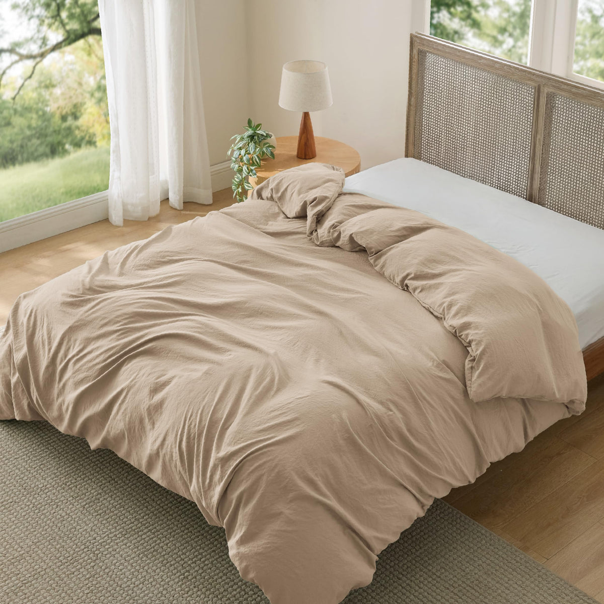 Bedsure Prewashed Twin/Twin XL Duvet Cover, Cotton-Like Bedding Set, White