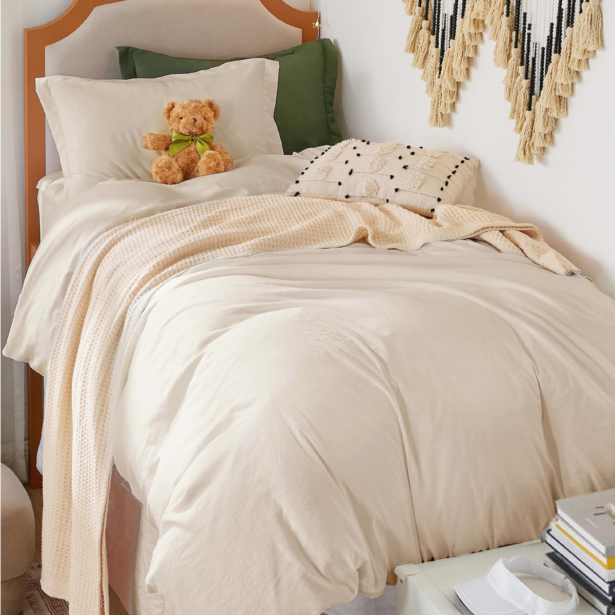 Bedsure Prewashed Duvet Cover Full, Cotton-Like Soft Bedding Set, White