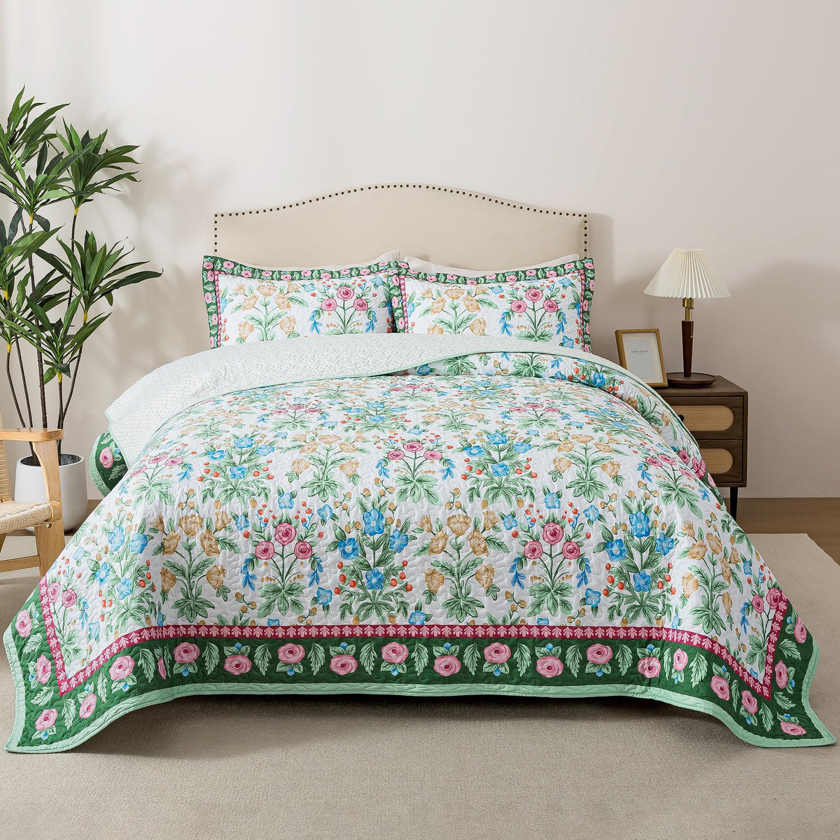HoneiLife Oversized King Bedspreads 120x120 - Beach Quilt 3 Pieces, Coastal Quilt Sets, California King Quilt, Nautical Bedspreads Ocean Coverlets, Lightweight Bed Cover, Summer Quilts