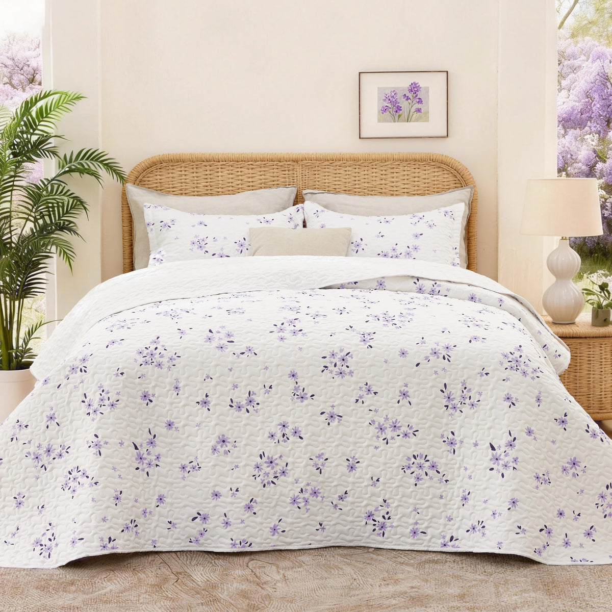 Love's cabin Quilts for Queen Coastal White Bedspreads Bedding Set - Summer Beach Nautical Quilt Lightweight Bedspread - Reversible Bedding Coverlet for All Season - 3 Piece