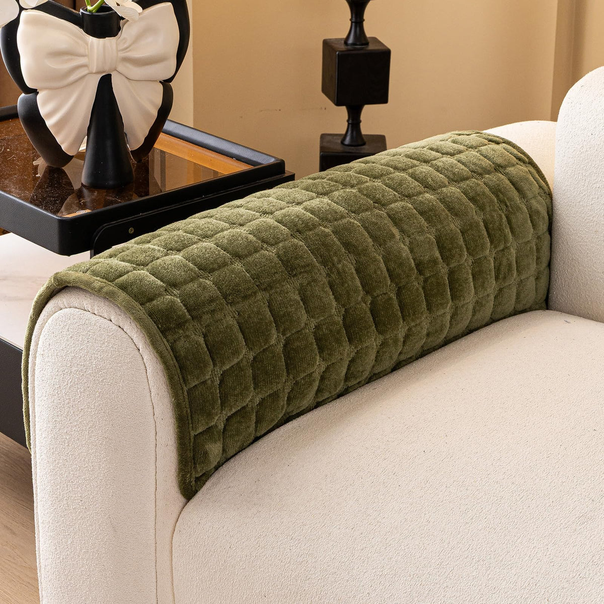 Velvet Sectional Couch Cover for 2-3 Seat, White, 1PC, 35.4"x71"