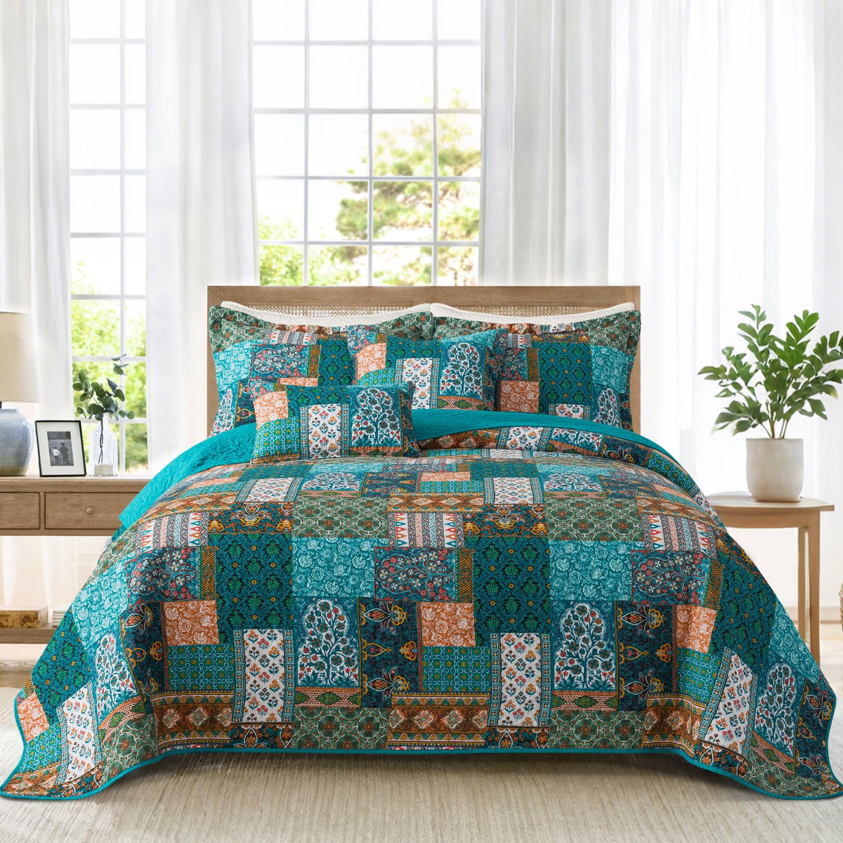 BEDIFANY 100% Cotton Cover Quilts King Size for Farmhouse- Fall Bedspread