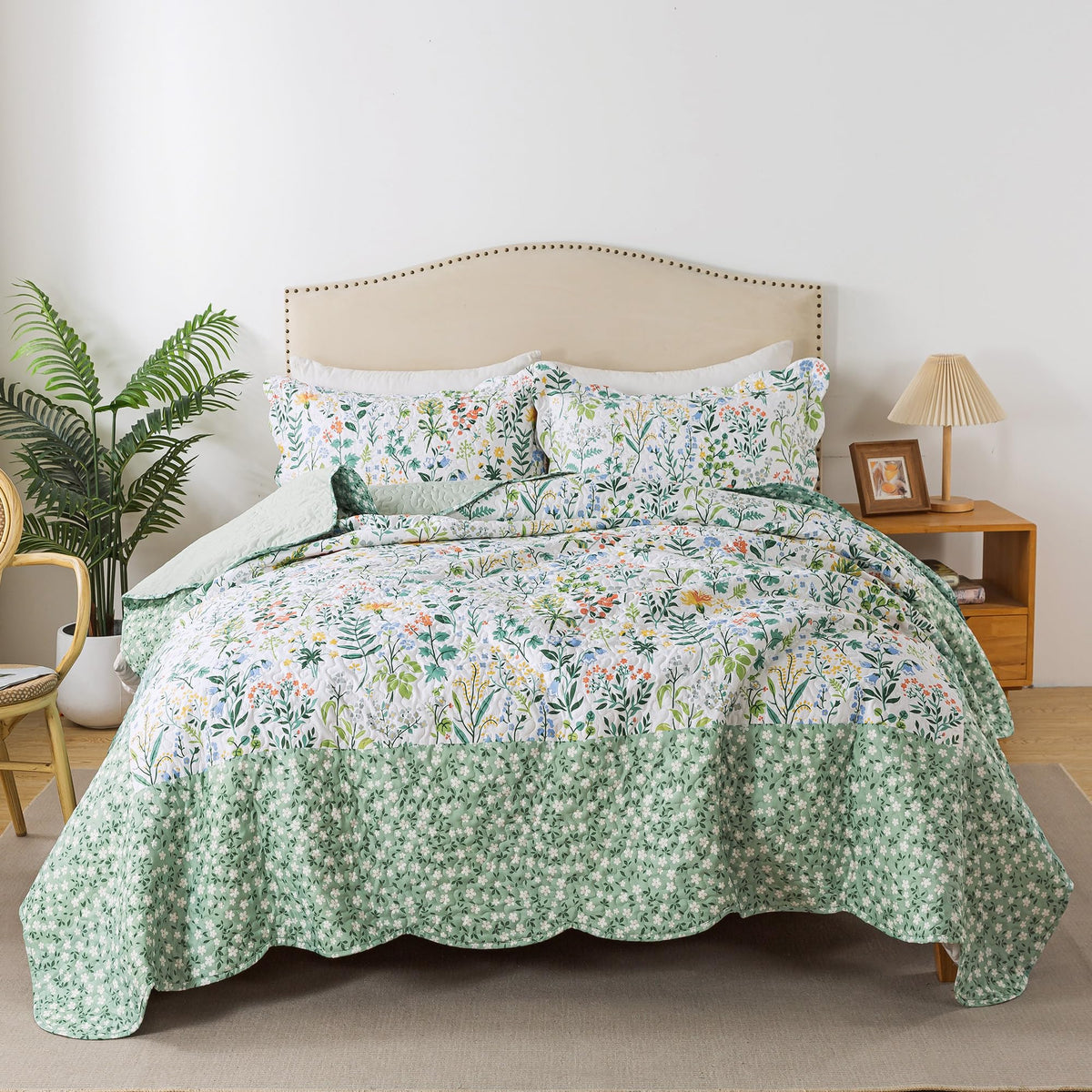HoneiLife Oversized King Bedspreads 120x120 - Beach Quilt 3 Pieces, Coastal Quilt Sets, California King Quilt, Nautical Bedspreads Ocean Coverlets, Lightweight Bed Cover, Summer Quilts