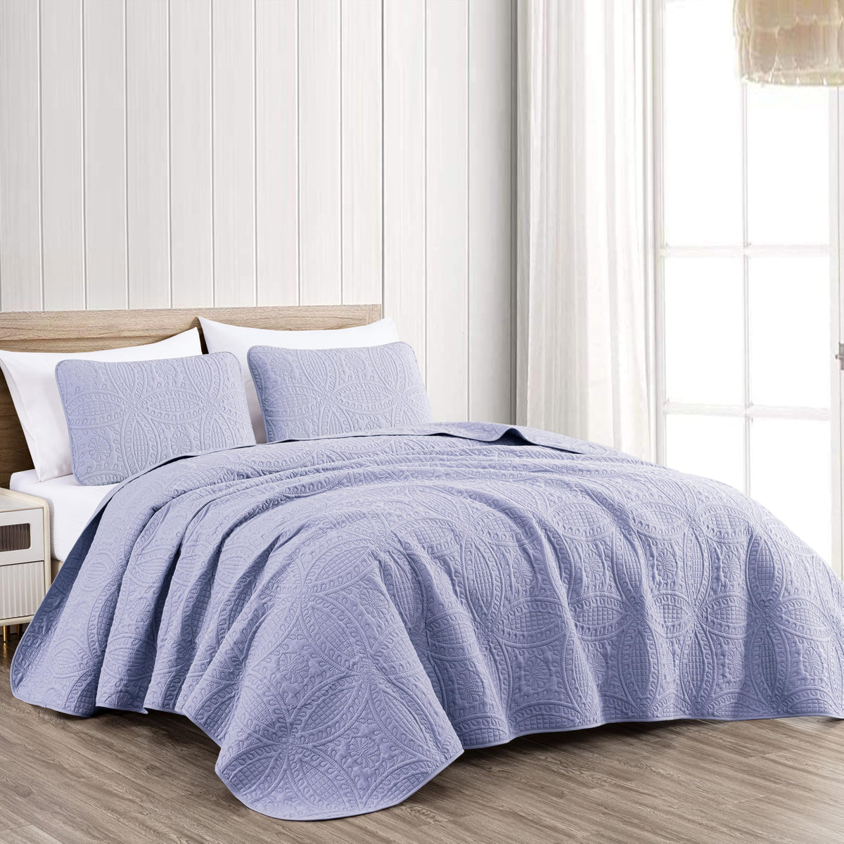 Chezmoi Collection Austin 3-piece Oversized Bedspread Coverlet Set (Queen, Teal)