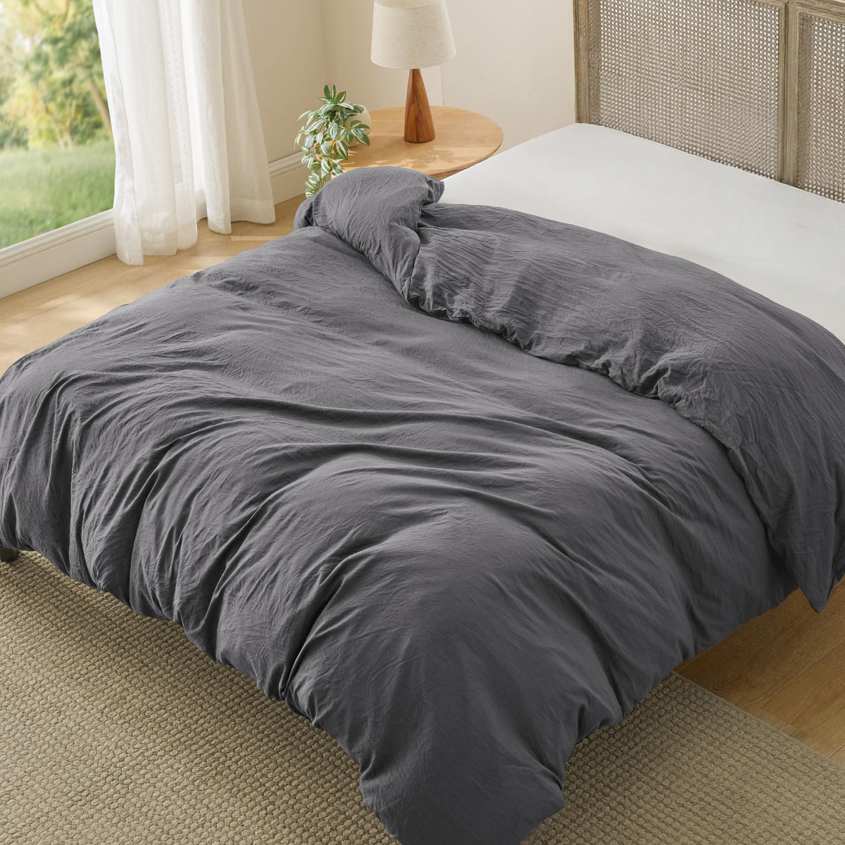 Bedsure Prewashed Duvet Cover Full, Cotton-Like Soft Bedding Set, White
