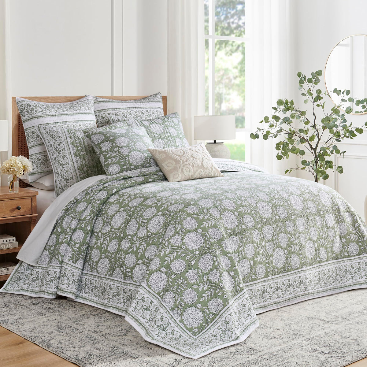 Levtex Home Adare Taupe Reversible King Duvet Cover Set (106x94in) with 2 Pillowcases (36x20in) - Floral Bedding - Taupe and White - Cotton King Size Duvet Cover Set - Soft, Pre-Washed