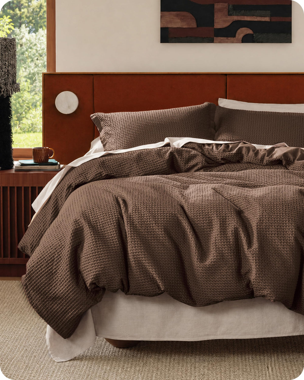 Bedsure PureWoven 3 Pieces 100% Cotton Waffle Weave Duvet Cover Set, Queen
