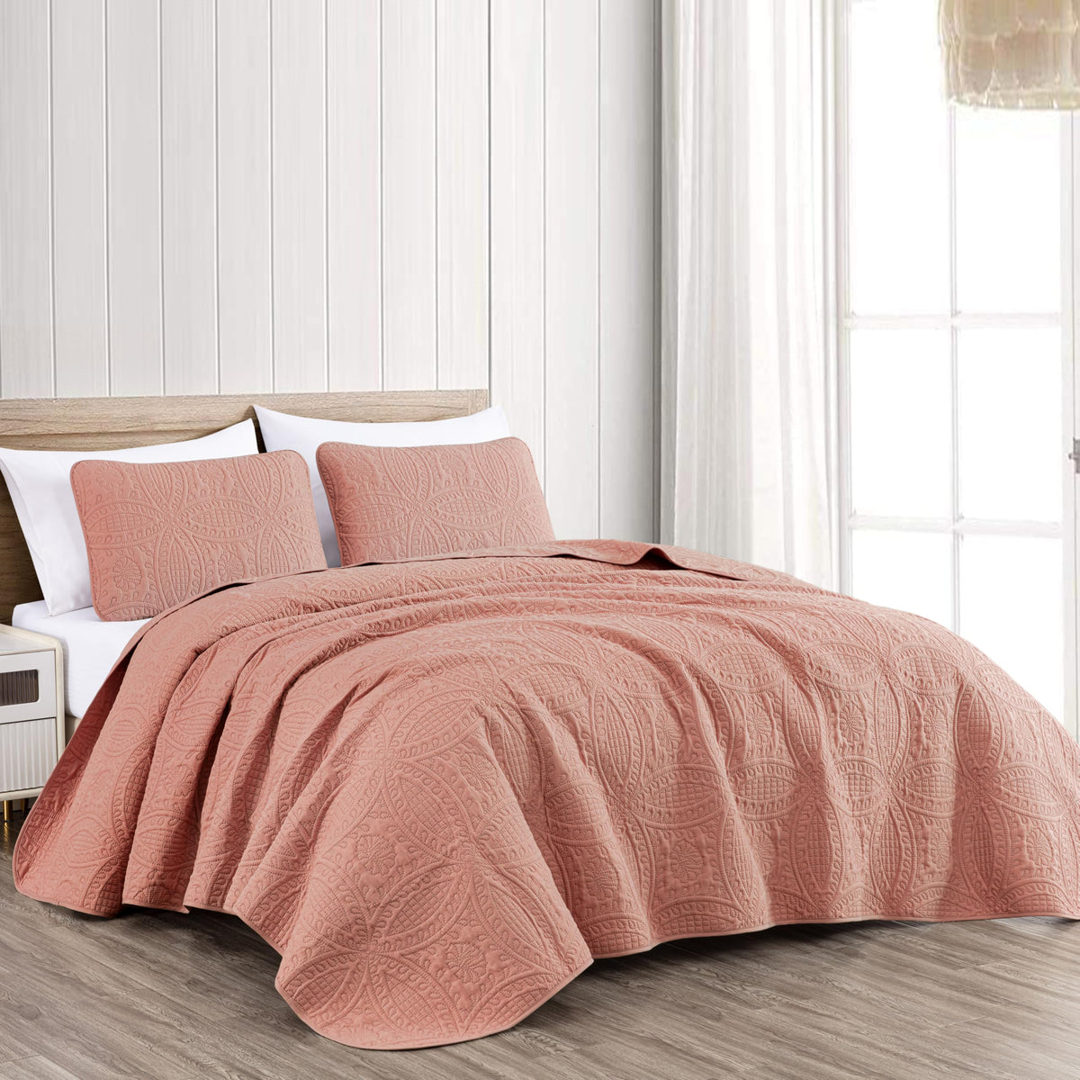 Chezmoi Collection Austin 3-piece Oversized Bedspread Coverlet Set (Queen, Teal)