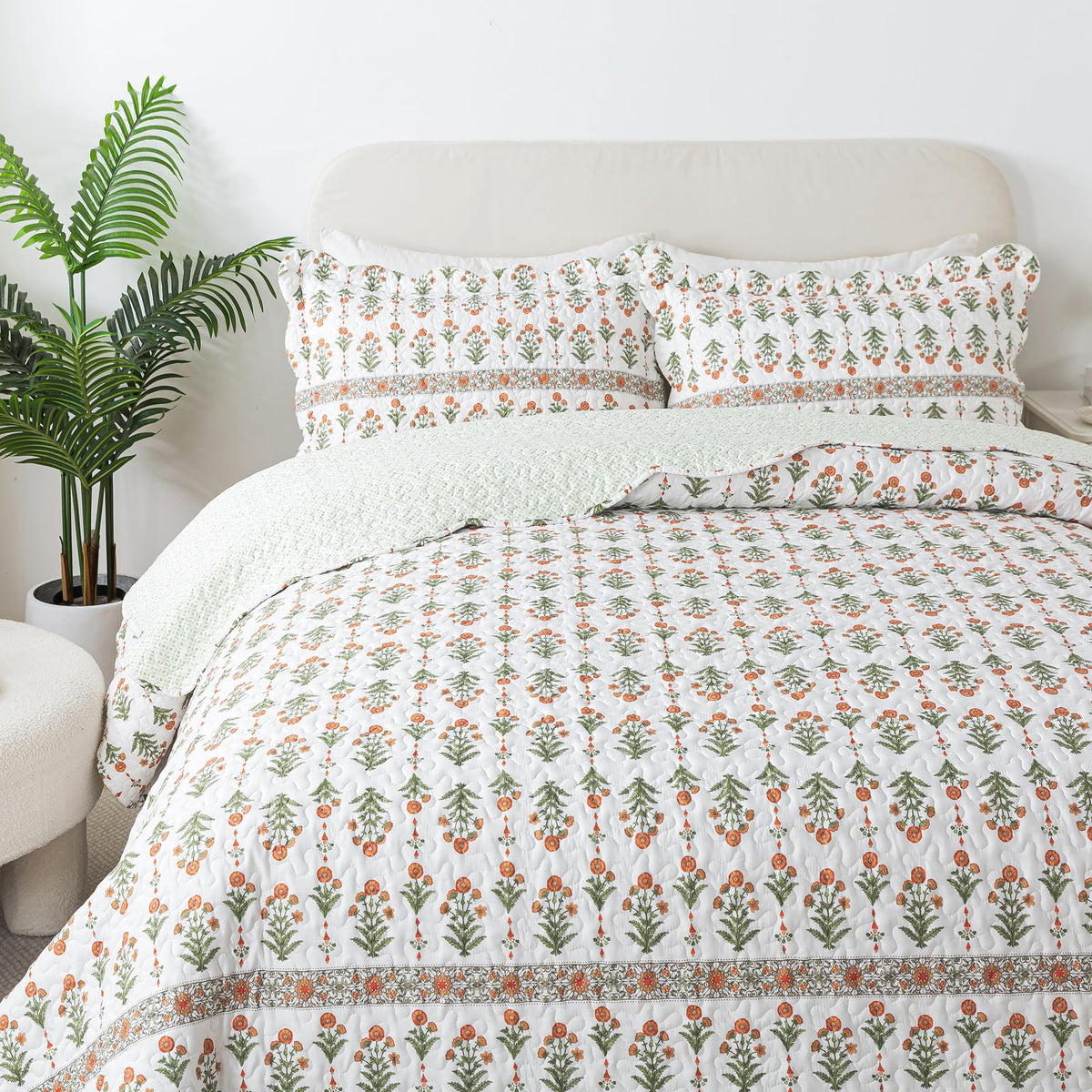 HoneiLife Oversized King Bedspreads 120x120 - Beach Quilt 3 Pieces, Coastal Quilt Sets, California King Quilt, Nautical Bedspreads Ocean Coverlets, Lightweight Bed Cover, Summer Quilts
