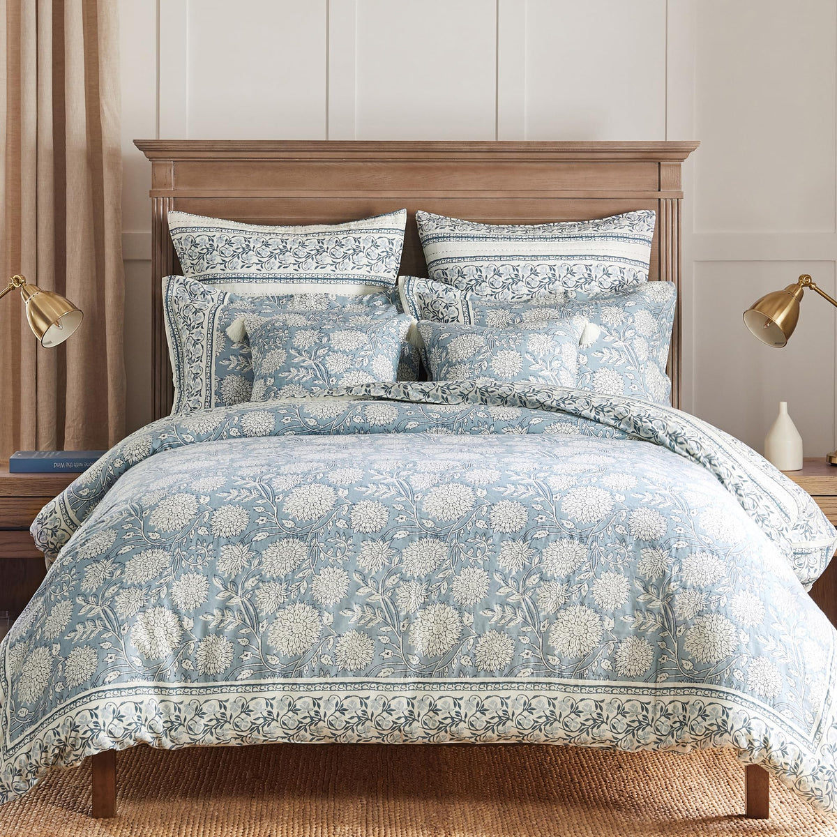 Levtex Home Adare Taupe Reversible King Duvet Cover Set (106x94in) with 2 Pillowcases (36x20in) - Floral Bedding - Taupe and White - Cotton King Size Duvet Cover Set - Soft, Pre-Washed