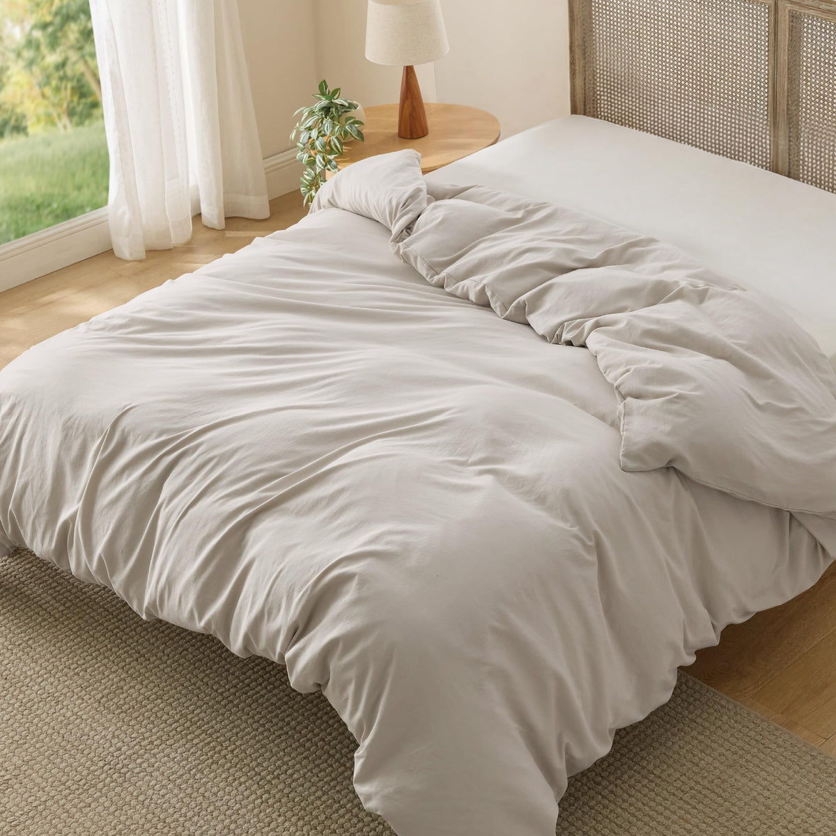 Bedsure Prewashed Duvet Cover Full, Cotton-Like Soft Bedding Set, White