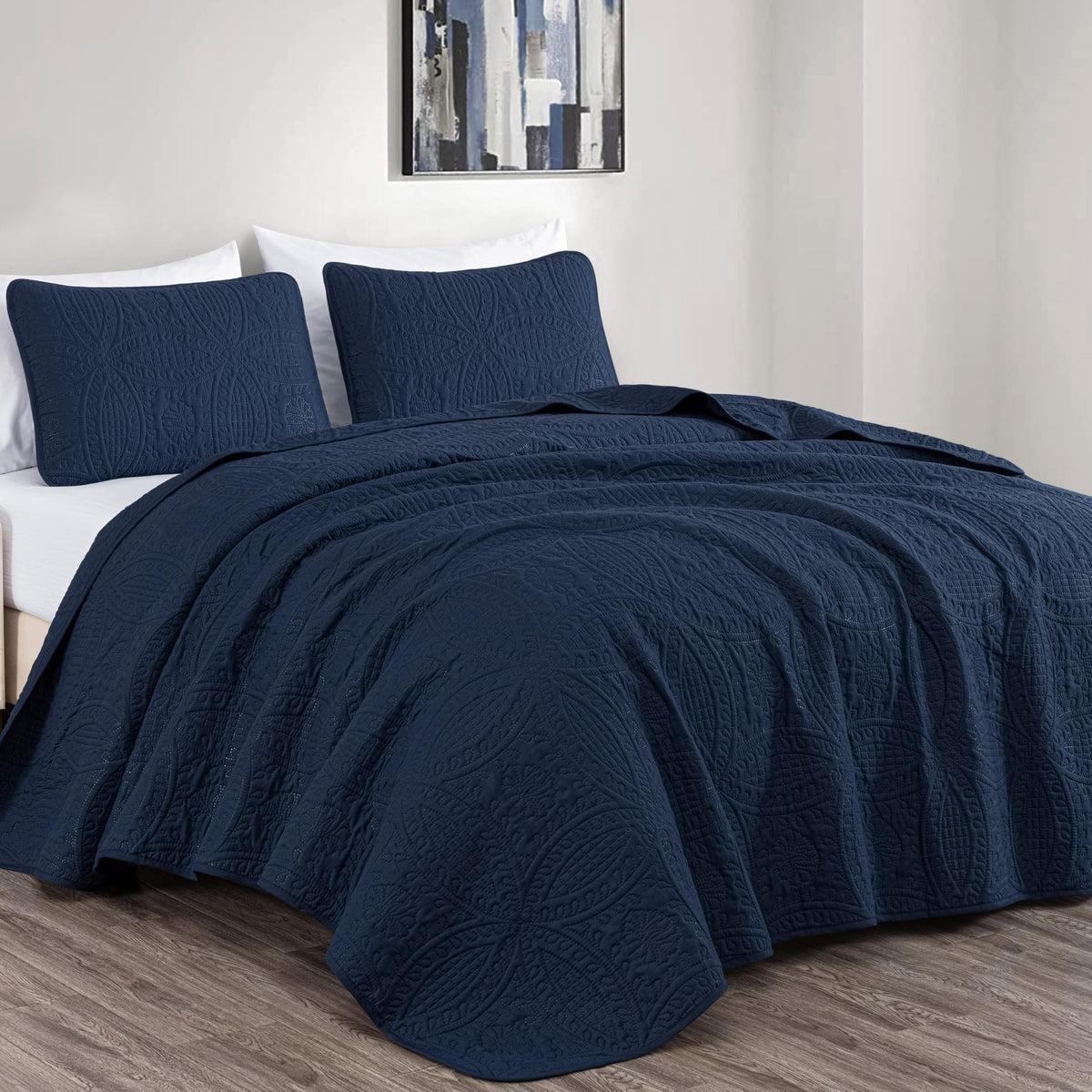 Chezmoi Collection Austin 3-piece Oversized Bedspread Coverlet Set (Queen, Teal)