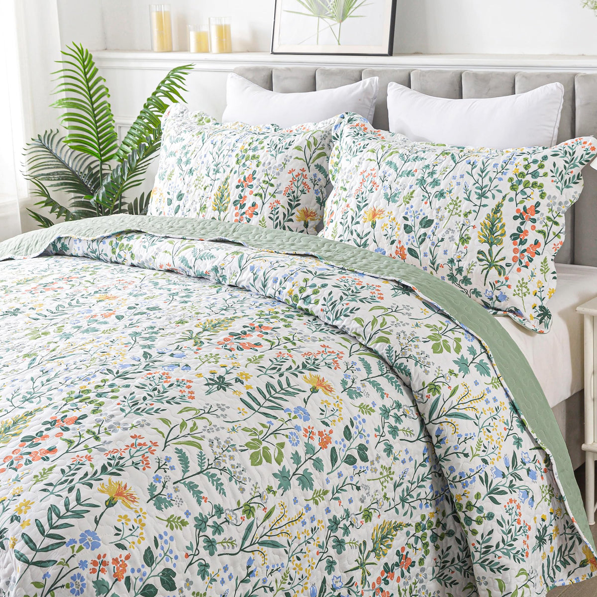 HoneiLife Oversized King Bedspreads 120x120 - Beach Quilt 3 Pieces, Coastal Quilt Sets, California King Quilt, Nautical Bedspreads Ocean Coverlets, Lightweight Bed Cover, Summer Quilts