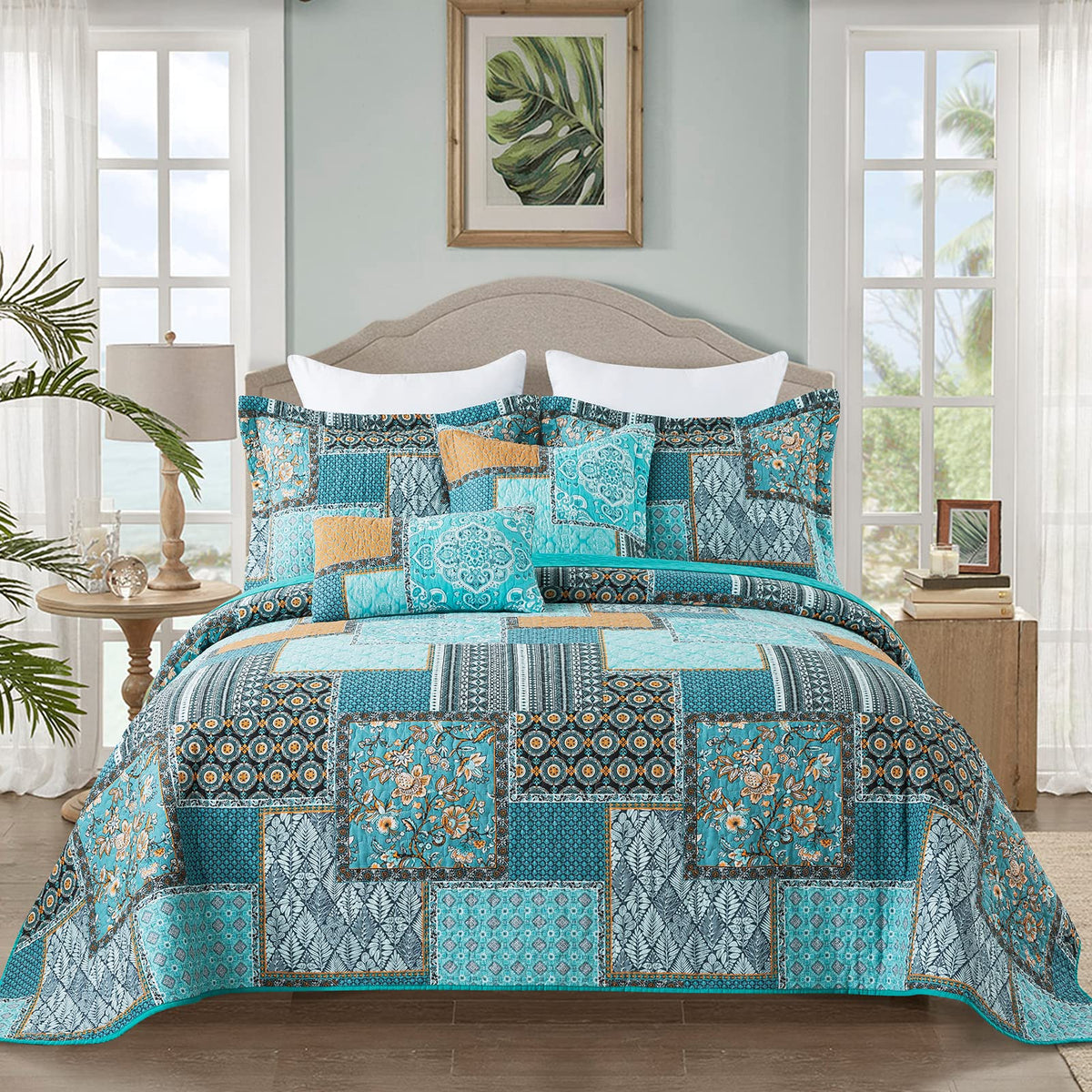 BEDIFANY 100% Cotton Cover Quilts King Size for Farmhouse- Fall Bedspread