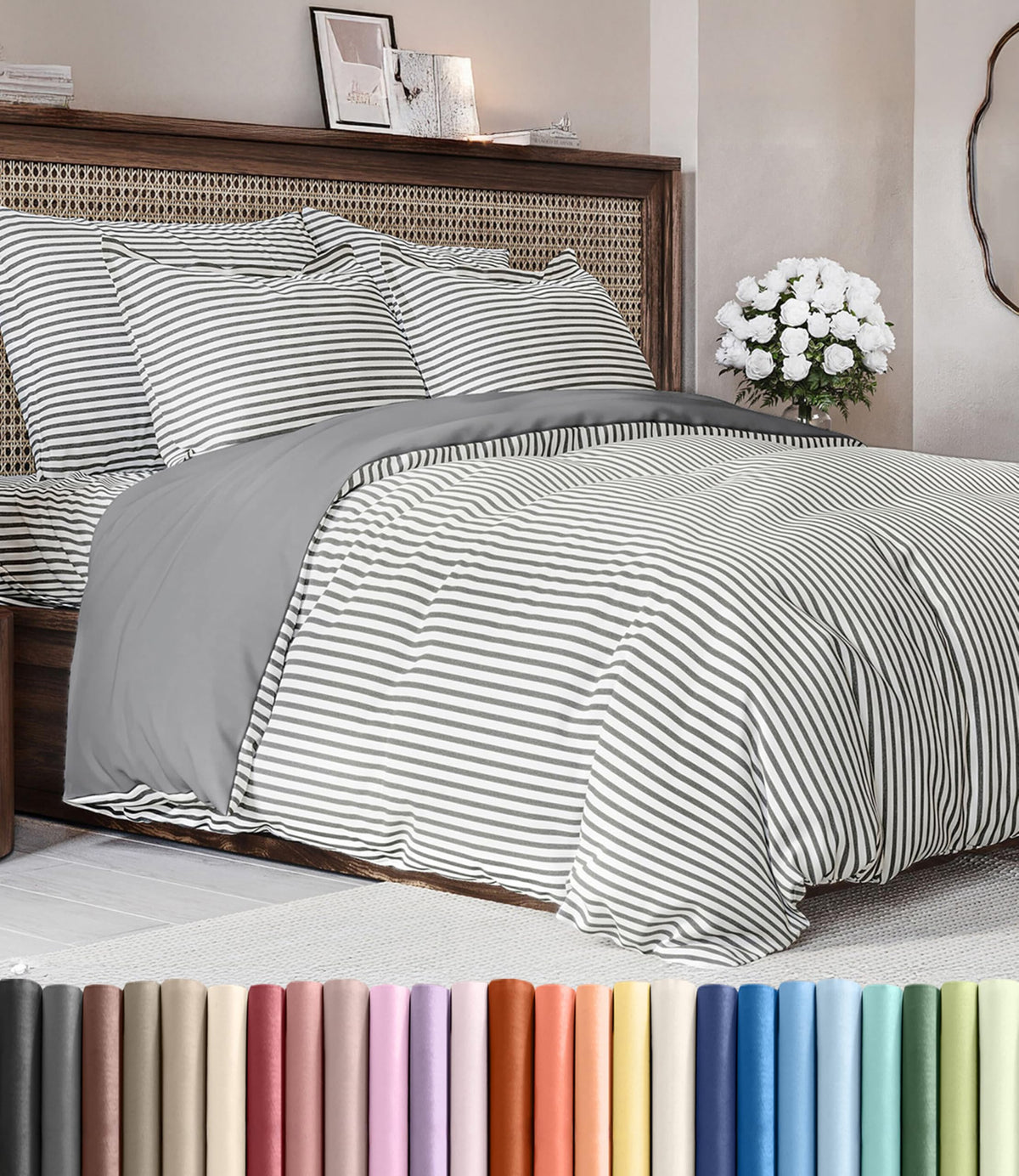 Duvet Cover Queen Size - Extra Soft 3 Piece with Zipper Closure - White