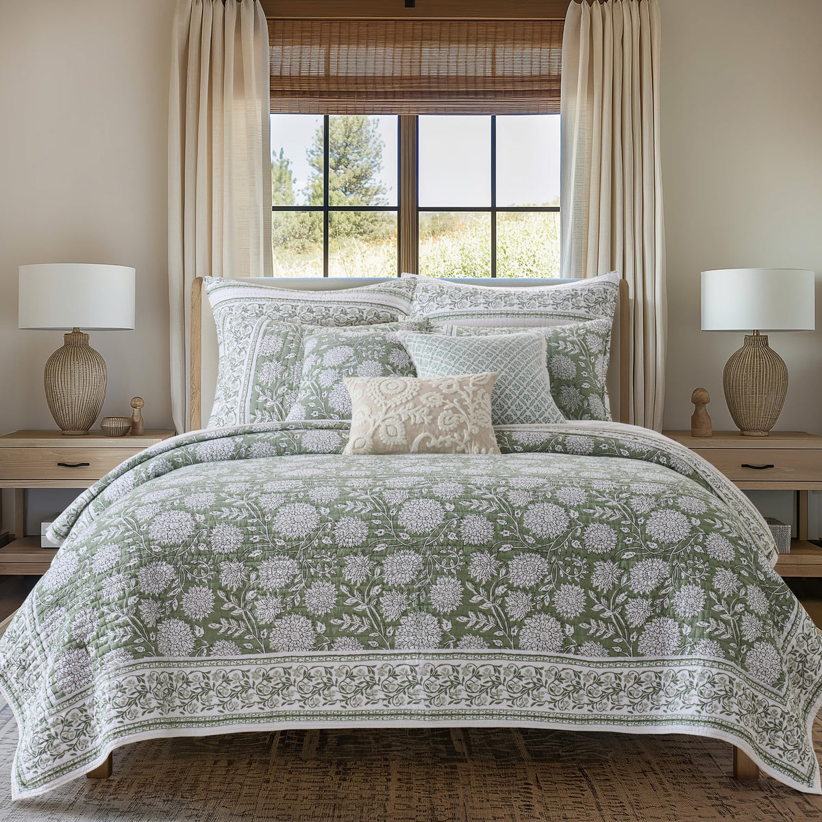 Levtex Home Adare Taupe Reversible King Duvet Cover Set (106x94in) with 2 Pillowcases (36x20in) - Floral Bedding - Taupe and White - Cotton King Size Duvet Cover Set - Soft, Pre-Washed