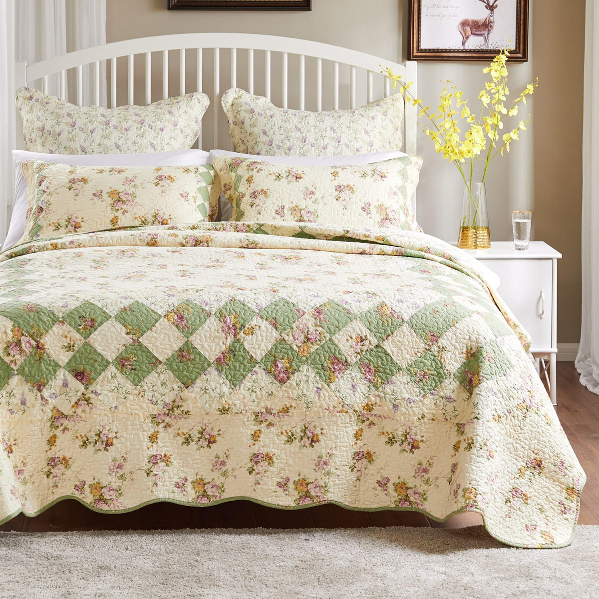 Greenland Home 100% Cotton Fashion Quilt Collection, Prewashed, Reversible Quilt Set, 2-Piece Twin/XL, Katy