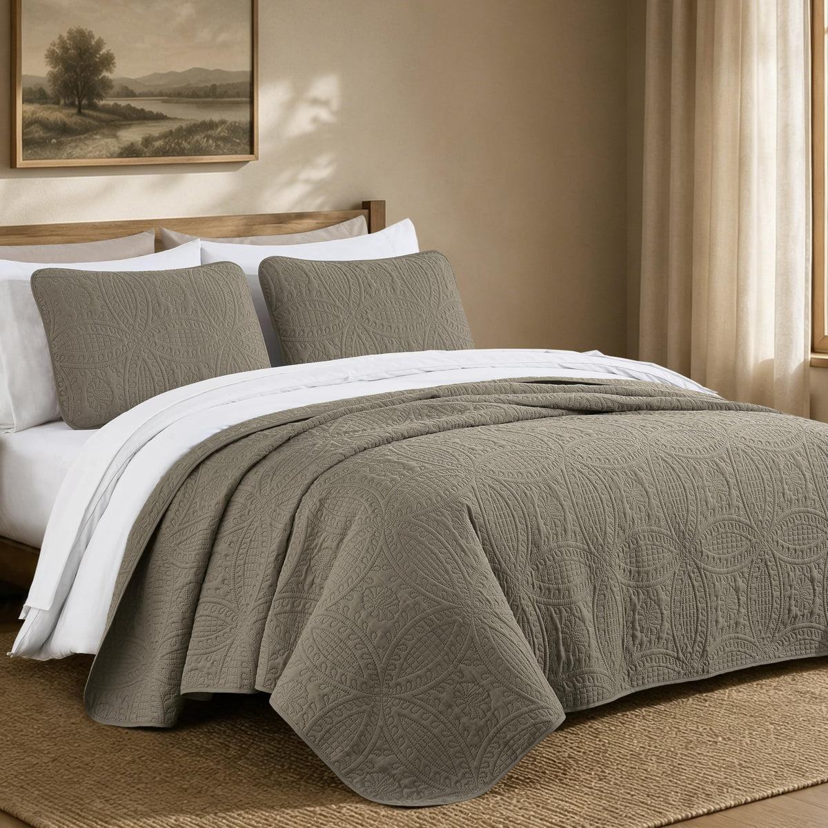 Chezmoi Collection Austin 3-piece Oversized Bedspread Coverlet Set (Queen, Teal)