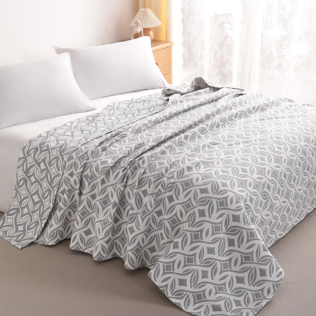 NTBAY Twin 3 Layer Muslin Cotton Blanket, 68 x 92, Blue Stars