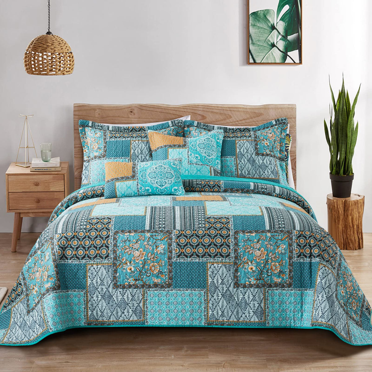 BEDIFANY 100% Cotton Cover Quilts King Size for Farmhouse- Fall Bedspread