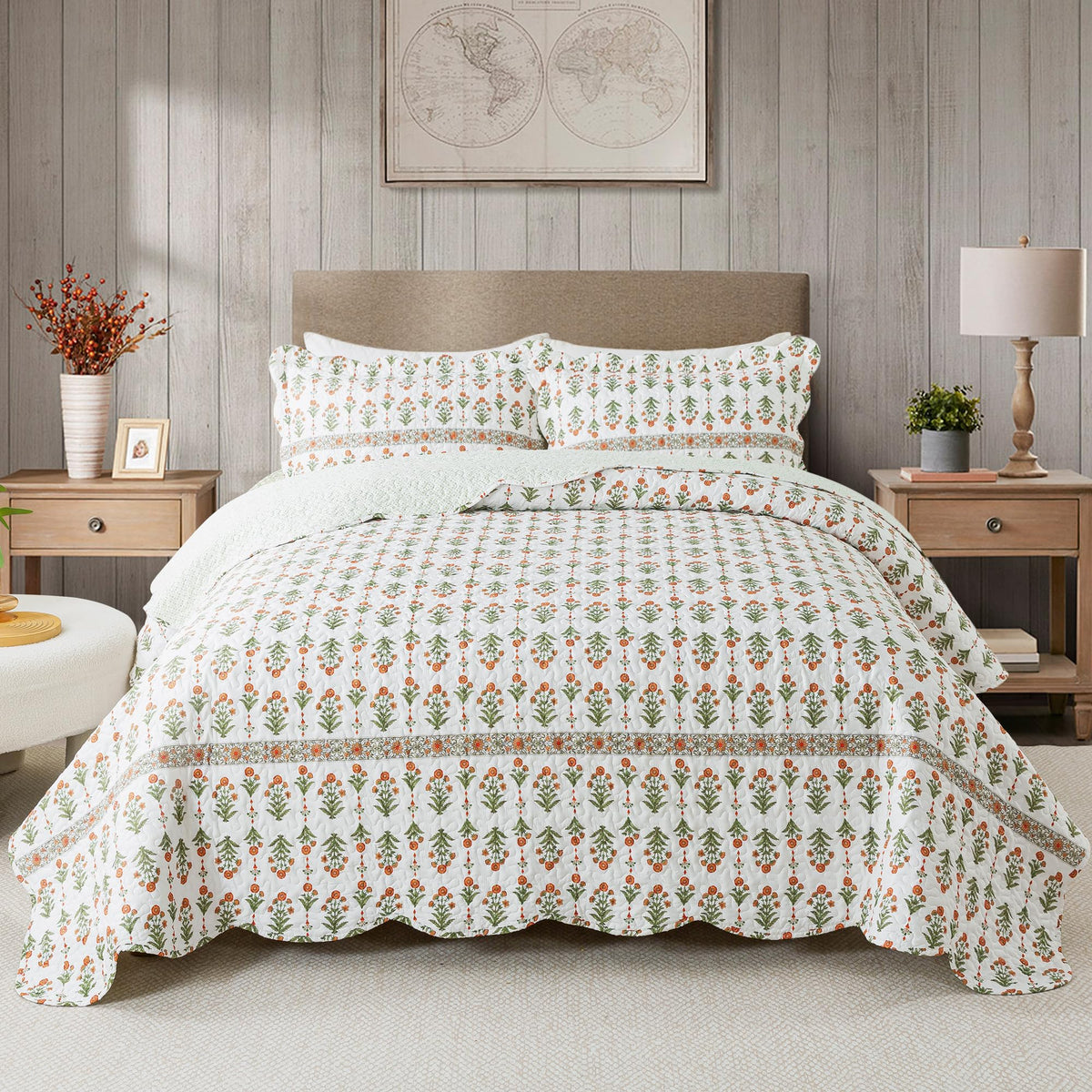 HoneiLife Oversized King Bedspreads 120x120 - Beach Quilt 3 Pieces, Coastal Quilt Sets, California King Quilt, Nautical Bedspreads Ocean Coverlets, Lightweight Bed Cover, Summer Quilts