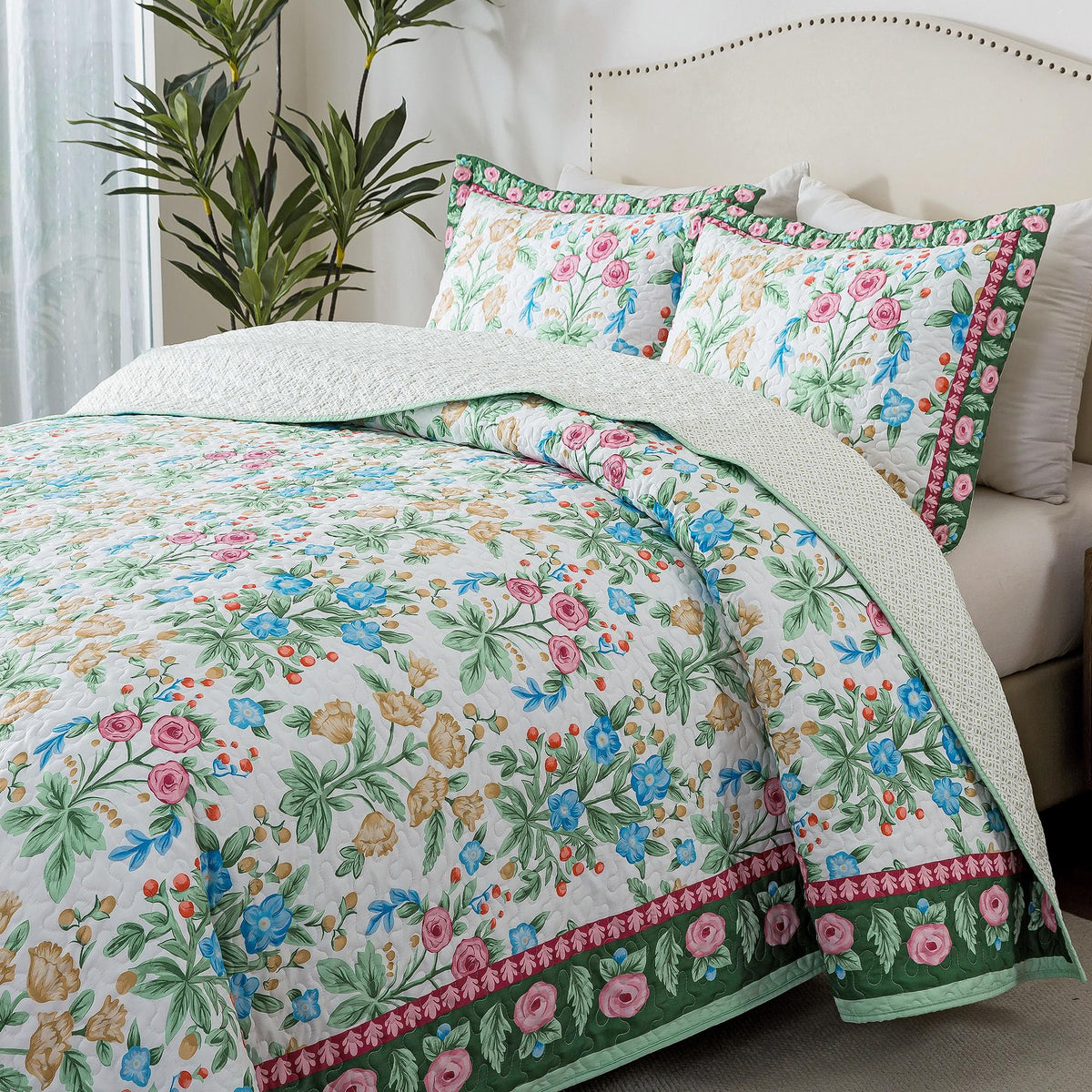 HoneiLife Oversized King Bedspreads 120x120 - Beach Quilt 3 Pieces, Coastal Quilt Sets, California King Quilt, Nautical Bedspreads Ocean Coverlets, Lightweight Bed Cover, Summer Quilts