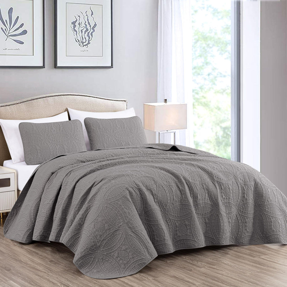 Chezmoi Collection Austin 3-piece Oversized Bedspread Coverlet Set (Queen, Teal)