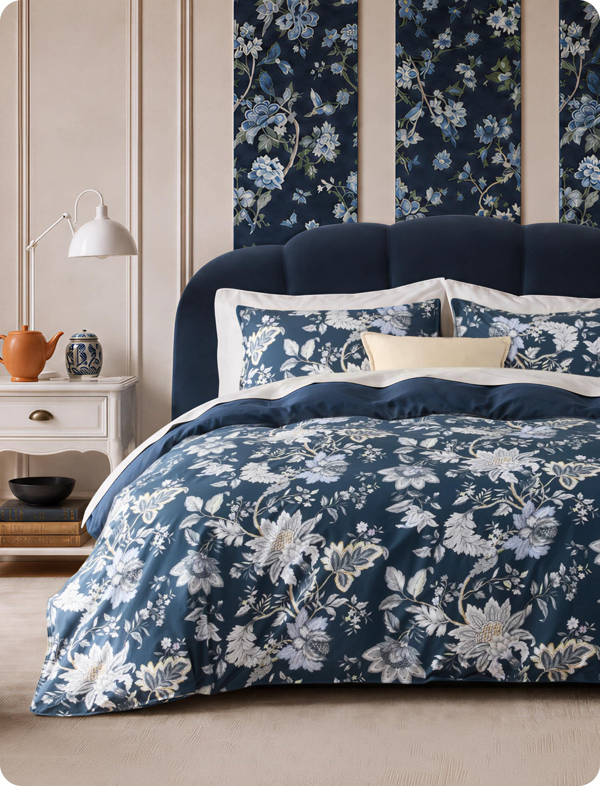 Bedsure PureWoven 100% Cotton Floral Duvet Cover Set, Queen, Green