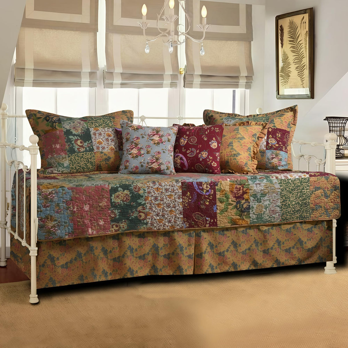 Greenland Home Fashions Antique Chic 5-Piece Daybed Quilt Set, Multicolor