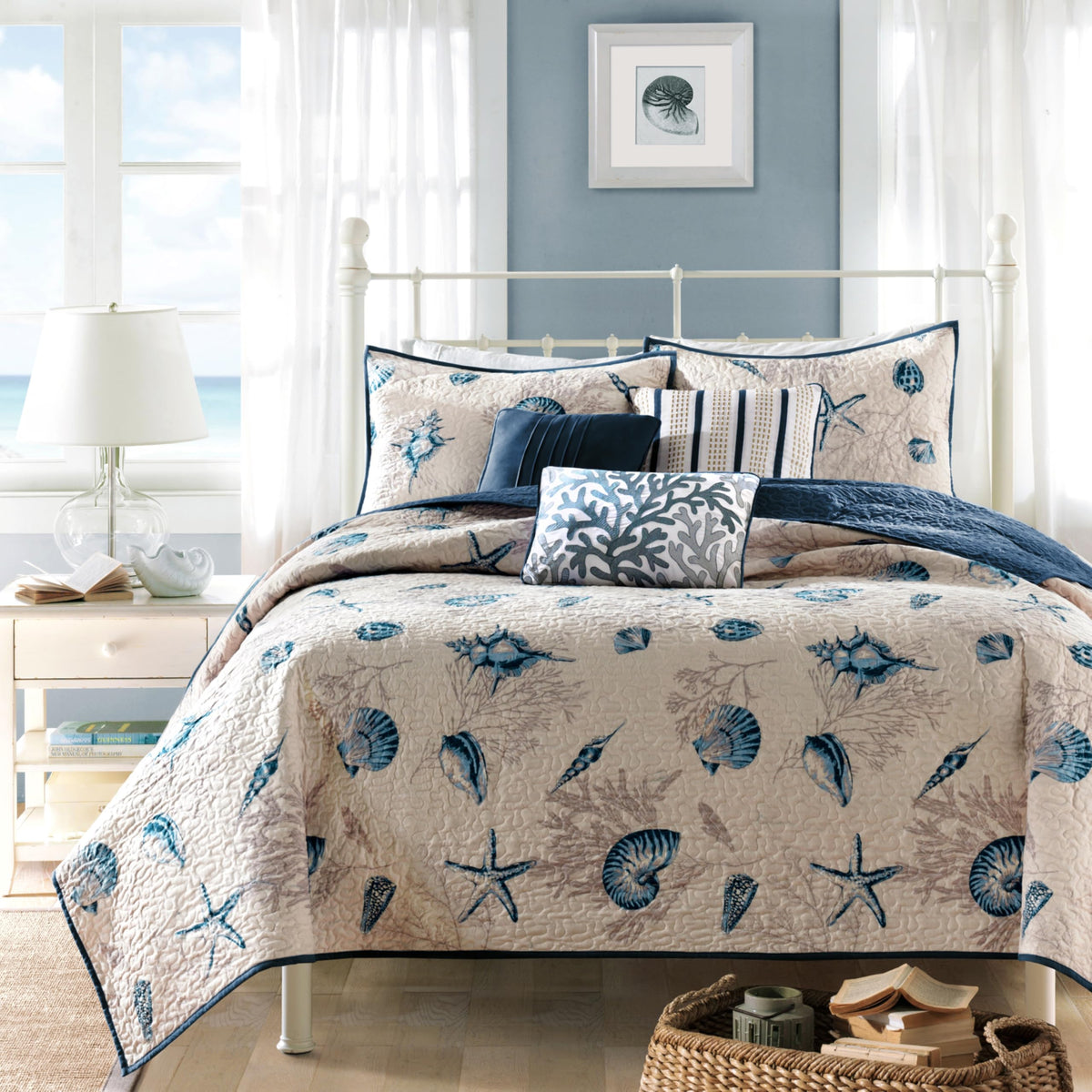 Madison Park Cottage Coastal Quilt Set, 6PC King/Cal King Coverlet