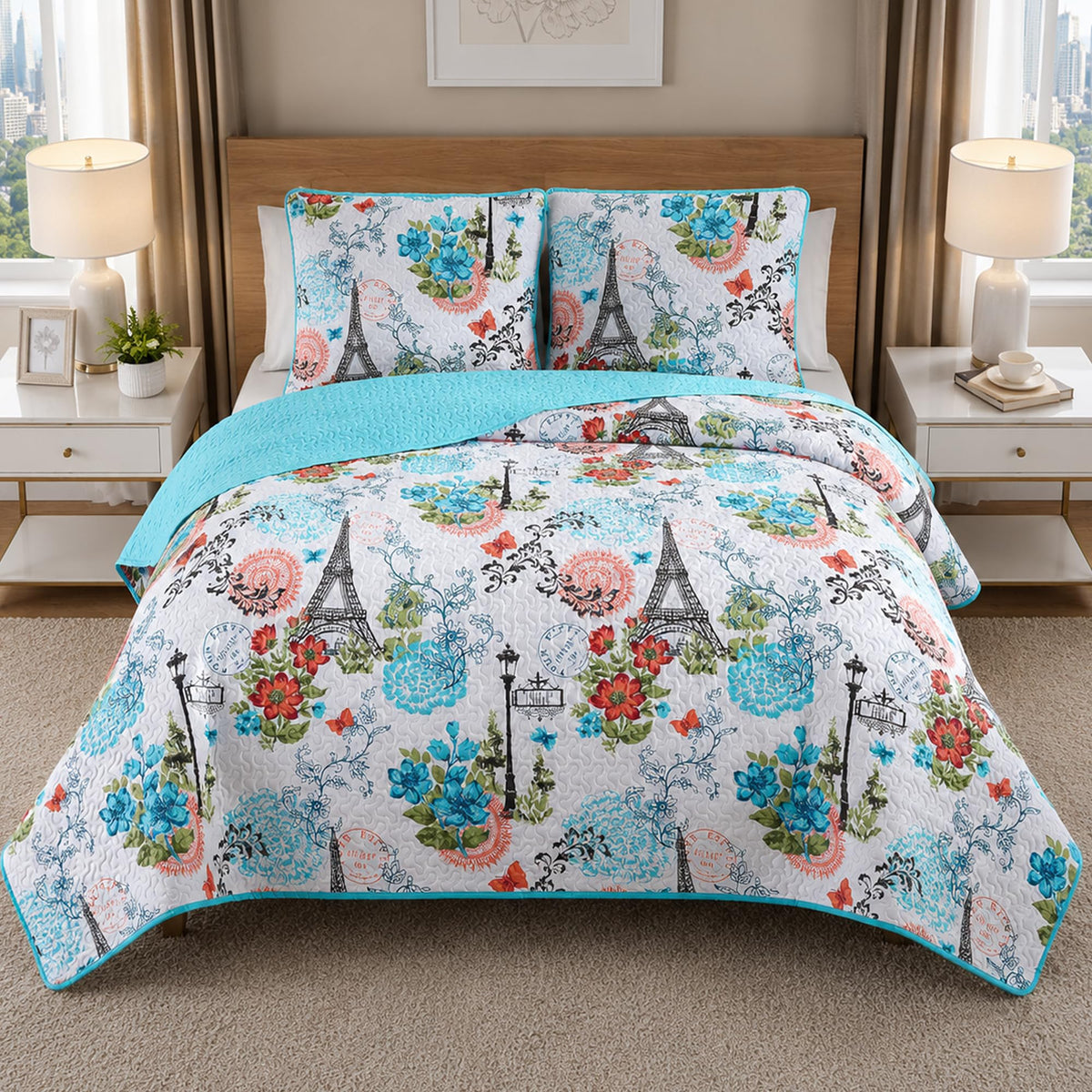 VCNY Home Caroline Quilt Set, King 3-Piece, Taupe
