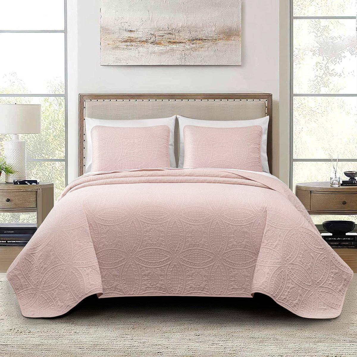 Chezmoi Collection Austin 3-piece Oversized Bedspread Coverlet Set (Queen, Teal)