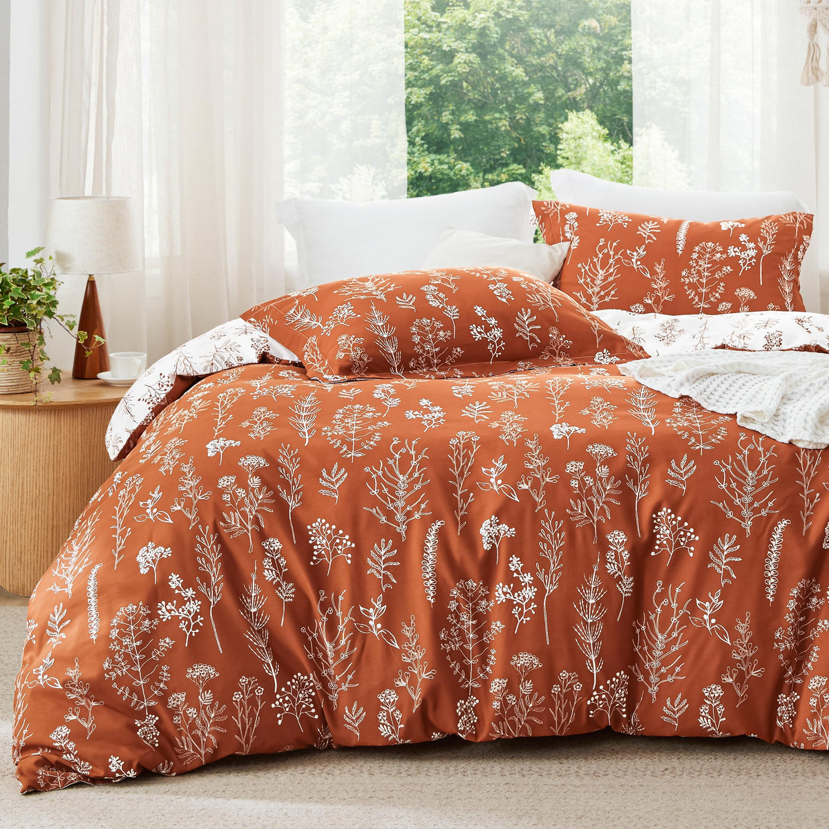 Bedsure Floral Comforter Set Cute Bedding Set Twin/Twin XL Reversible Black
