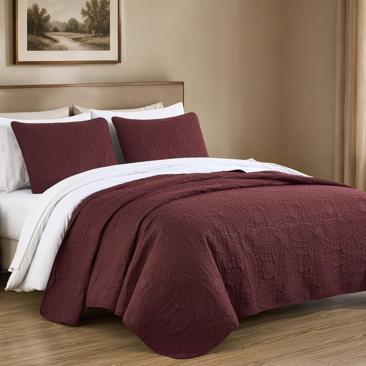 Chezmoi Collection Austin 3-piece Oversized Bedspread Coverlet Set (Queen, Teal)