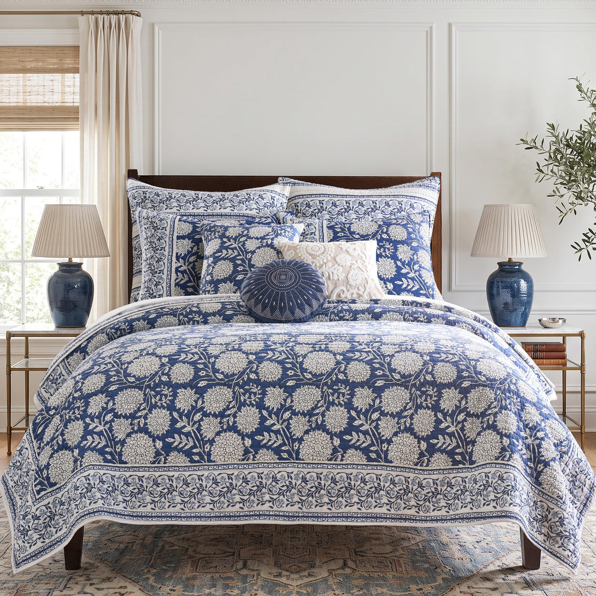 Levtex Home Adare Taupe Reversible King Duvet Cover Set (106x94in) with 2 Pillowcases (36x20in) - Floral Bedding - Taupe and White - Cotton King Size Duvet Cover Set - Soft, Pre-Washed