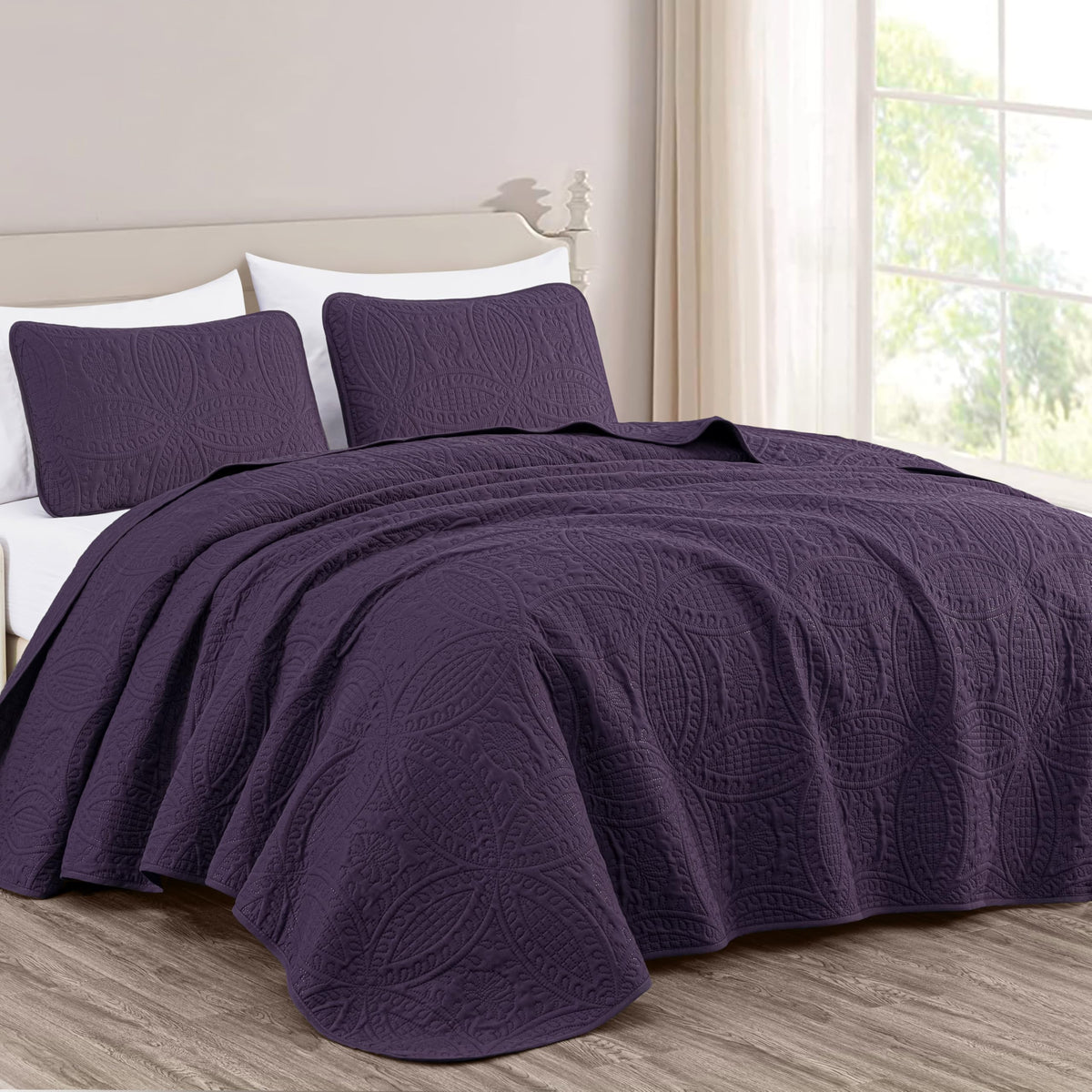 Chezmoi Collection Austin 3-piece Oversized Bedspread Coverlet Set (Queen, Teal)